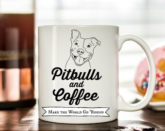 Pitbulls and Coffee Mug, Pit Bull Mug, Funny Dog Mug, Coffee Addict, Pit Bull Lover, Dog Mom, Pittie Mama, Pittie Lover, Cute Pit Bull Gift