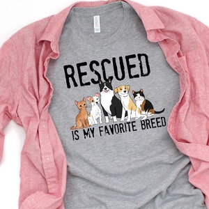 Camisa De Mascota De Rescate, Camisa De Perro De Rescate, Camisa De Gato De Rescate, Rescatado Es Mi Raza Favorita, Camisa De Mamá De Perro, Camisa De Papá De Perro, Rescate De Perros, Rescate De Gato