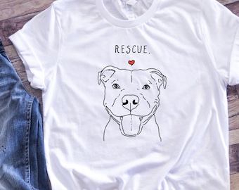 Rescue Dog T-Shirt, Pit bull Shirt, Dog Shirt, Rescue Mom, Adopt Don't Shop Shirt, Pitbull Lover Shirt, Cute Pittie Shirt, End BSL