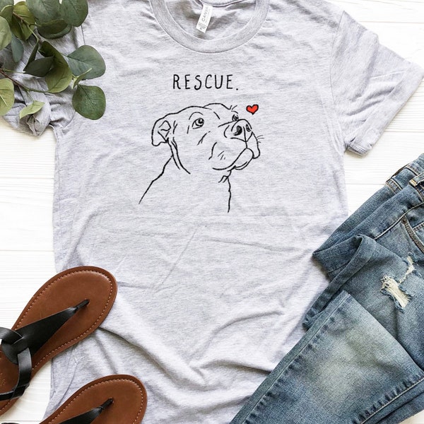 Rescue Love T-Shirt, Pitbull Shirt, Dog Shirt, Women's T-Shirt, Rescue Mom, Adopt Don't Shop Shirt, Pitbull Lover Shirt, Cute Pitbull Shirt
