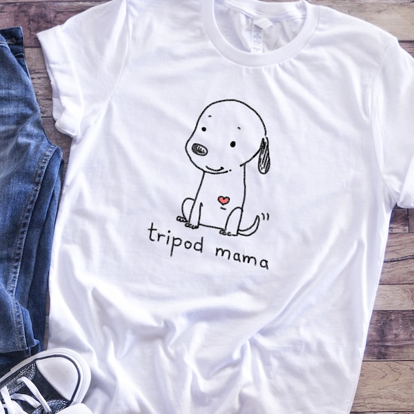 Tripod Mama T-Shirt, Cute Tripaw Puppy, Tripod Dad Shirt, Tri-Paw Mama Shirt, Tripaw Dog Shirt, Tripod Mom Gift, Sweet Tripaw Dog