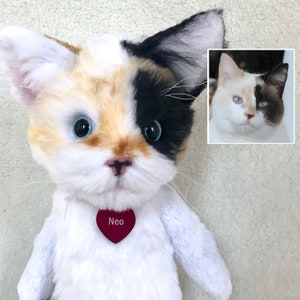 Custom Stuffed Animal Cat, Gift for Cat Lovers, Cat Replica, Pet Portrait, Loss of Cat, Pet Loss Gifts, Custom Stuffed Cat Memorial, Cat Mom image 2