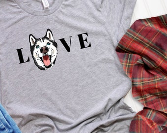 Shirt huskyliefhebber, shirt husky moeder, shirt husky vader, shirt husky vader, cadeau voor huskyliefhebber, husky cadeau, husky shirt, schattig husky T-shirt, husky tekening