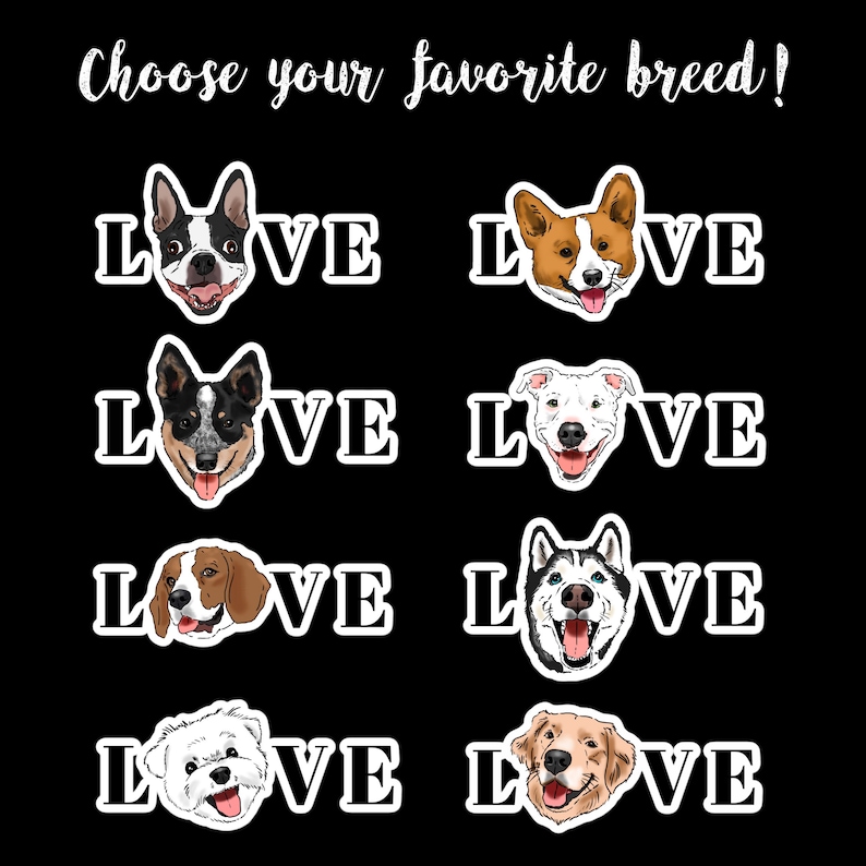 Dog Stickers Dog Breeds Dog Portrait Boston Terrier Golden Etsy