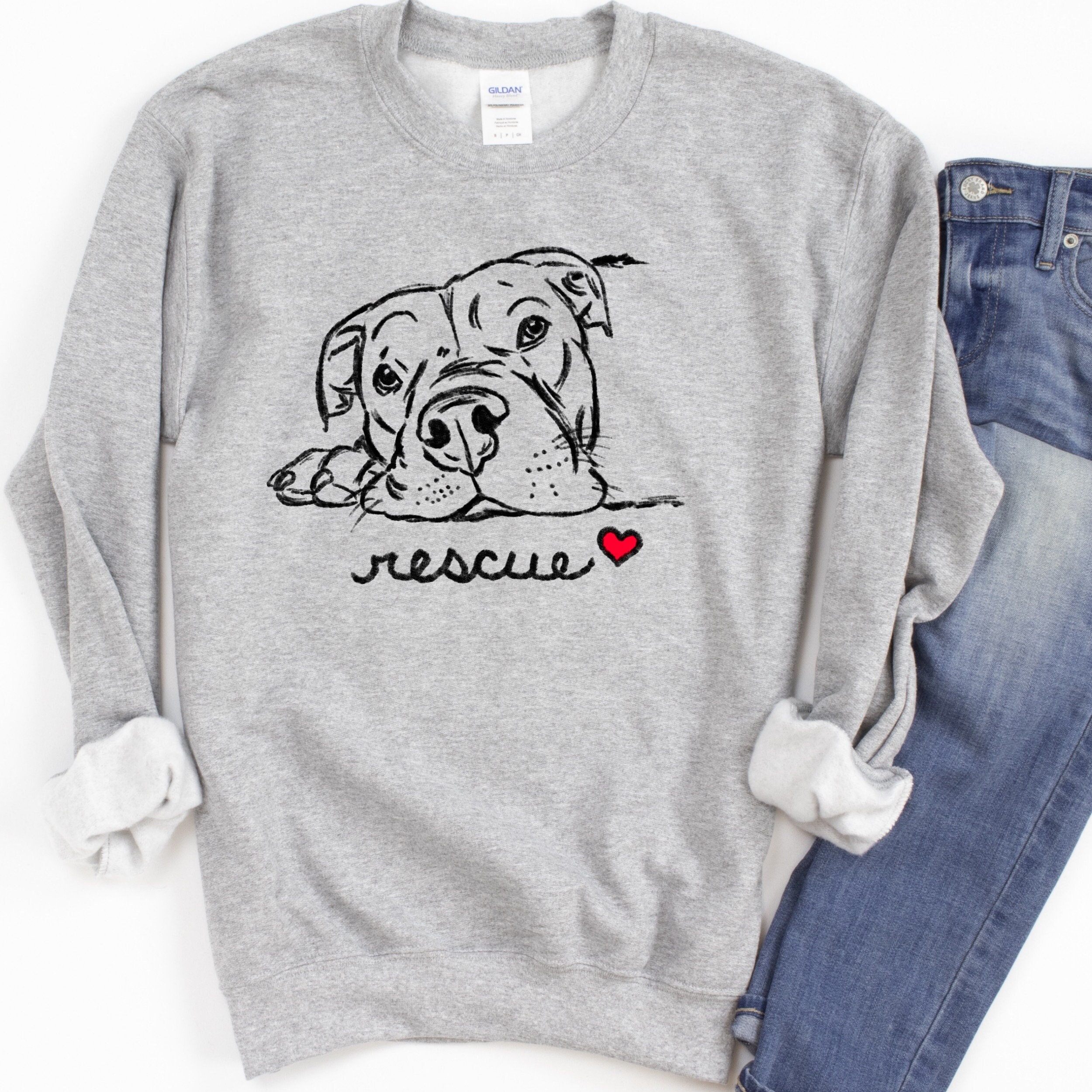 Rescue Dog Sweatshirt Rescue Pit Bull Sweatshirt Rescue Mom