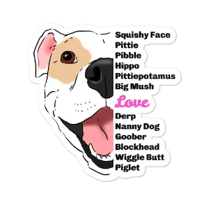 Cute Pitbull Sticker, Pitbull Lover Sticker, Pittie Sticker, Funny Pitbull Names, Funny Dog Sticker, Funny Dog Names, Bully Breed Sticker