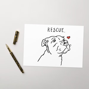 Rettung Liebe Pitbull Karten, Rettungshundekarte, Pitbull Grußkarten, Pitbull Blankokarten, Hunderettungskarten