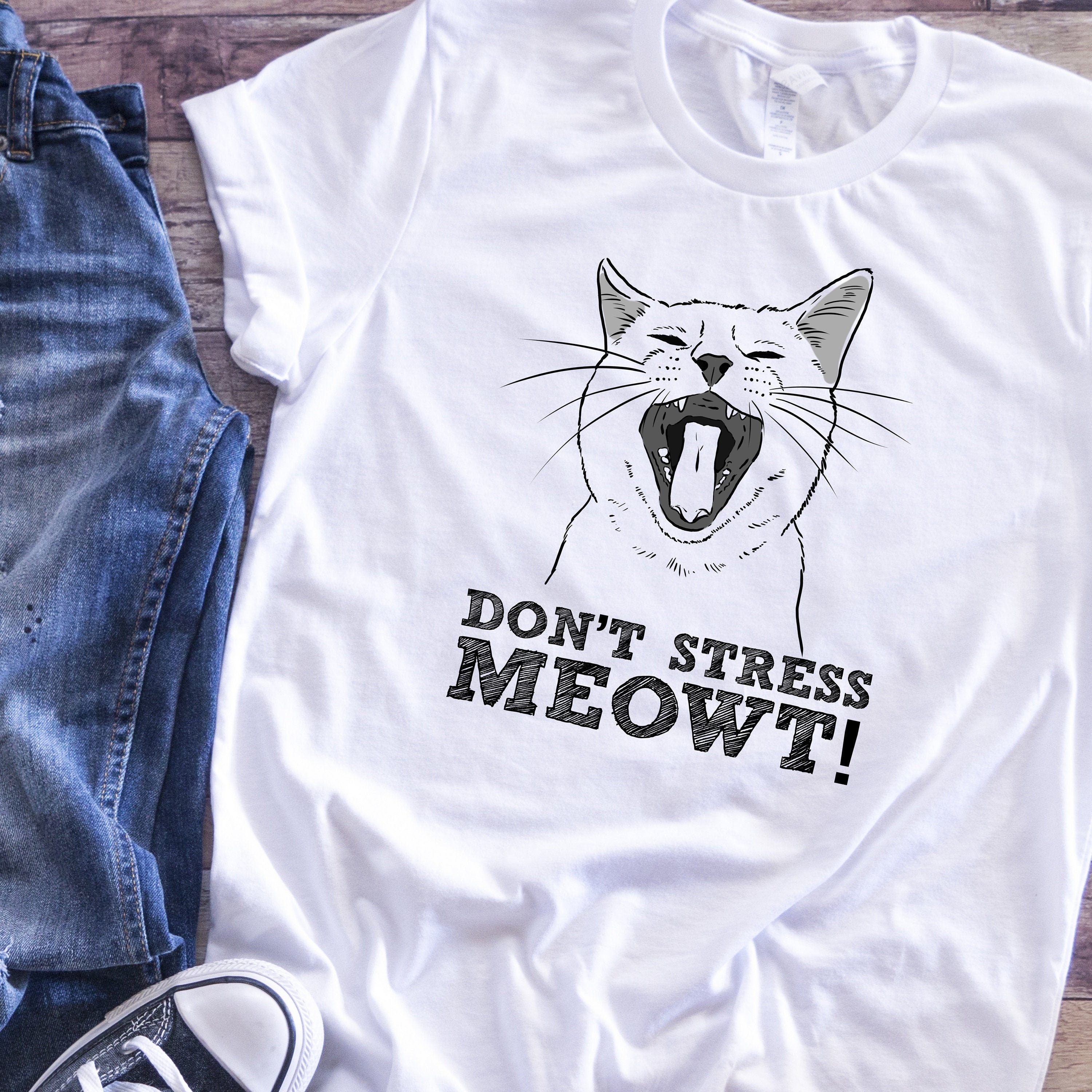 stressed out cat shirt