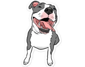 Cute Smiling Pit Bull Sticker, Pittie Sticker, Happy Pit Bull, Pit Bull Gift, Happy Dog Sticker, Smiling Dog, Pit Bull Mom, Pit Bull Dad