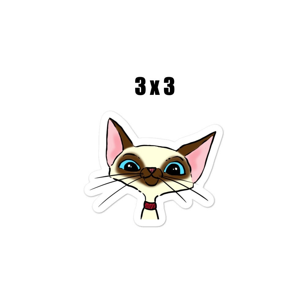 Siamese Sticker Cute Siamese Cat Sticker, Siamese Sticker, Funny Cat Sticker, Cute Cat ...