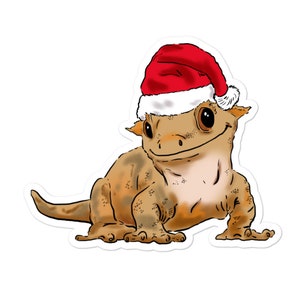 Funny Gecko Sticker, Christmas Crested Gecko, Santa Gecko, Christmas Reptile, Christmas Lizard, Gecko Gift, Crested Gecko Lover, Crestie