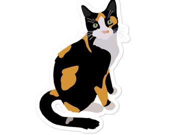 Calico Cat Sticker, Calico Lover, Calico Mom, Calico Drawing, Calico Art, Calico Portrait, Cute Cat Sticker, Calico Gift, Tortoiseshell Cat
