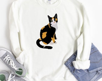 Bluza z kotem kaliko, Bluza z kaliko, Mama kaliko, Miłośnik kaliko, Sztuka kaliko, Portret kaliko, Uroczy bluza z kotem, Prezent kaliko, Miłośnik kotów
