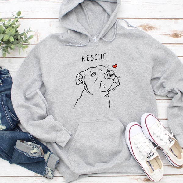 Rescue Love Hoodie, Rescue Pit Bull Pullover Sweatshirt, Dog Mom Hoodie, Pittie Mama Hoodie, Rescue Dog Shirt, Pit Bull Shirt, Dog Lover