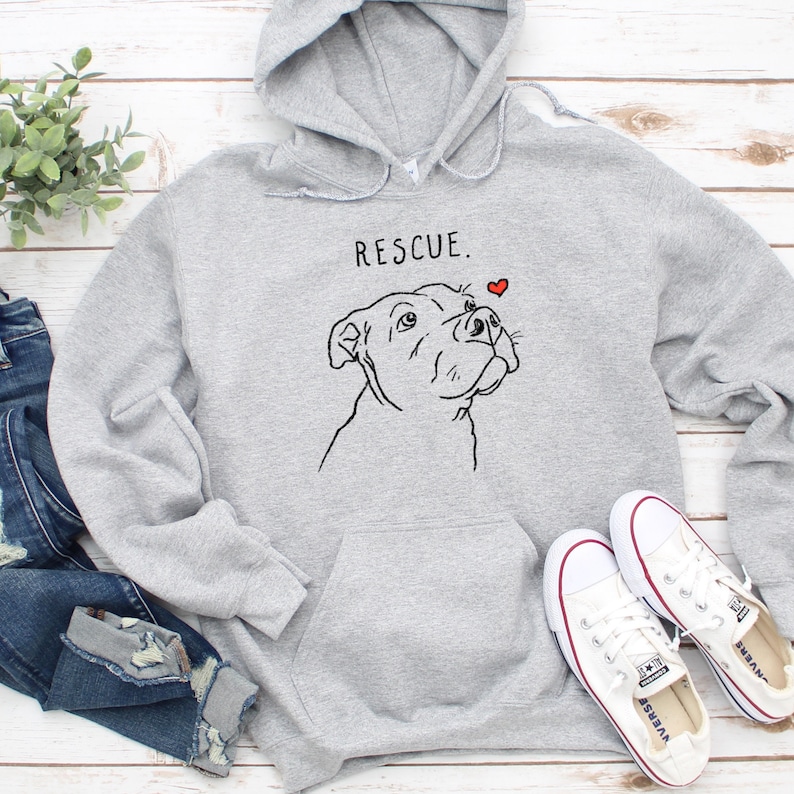 Rescue Love Hoodie Rescue Pit Bull Pullover Sweatshirt Dog Etsy