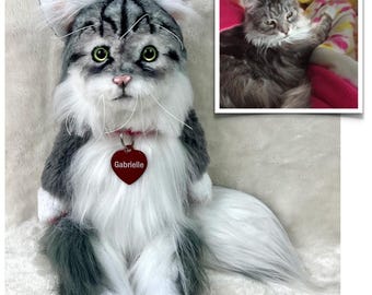 Custom Stuffed Animal Cat, Gift for Cat Lovers, Cat Replica, Pet Portrait, Loss of Cat, Pet Loss Gifts, Custom Stuffed Cat Memorial, Cat Mom