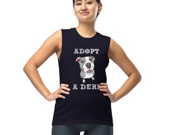 Adopt a Derp, Unisex Sleeveless, Muscle Shirt, Funny Pit Bull Shirt, Rescue Pit Bull, Derpy Dog Shirt, Pit Bull Derp, Cute Pittie Shirt