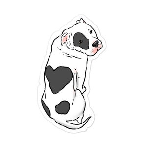 Cute Pit Bull Sticker, Pit Bull with Heart Spot, Pittie Sticker, Sweet Pit Bull Decal, Pittie Decal, Pit Bull Decor, Cute Pittie, Heart Dog