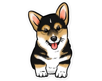 Chubby Tricolor Corgi, Corgi Puppy Sticker, Corgi Sticker, Cute Corgi, Corgi Decal, Pembroke Welsh Corgi, Corgi Gift, Corgi Mom, Corgi Dad