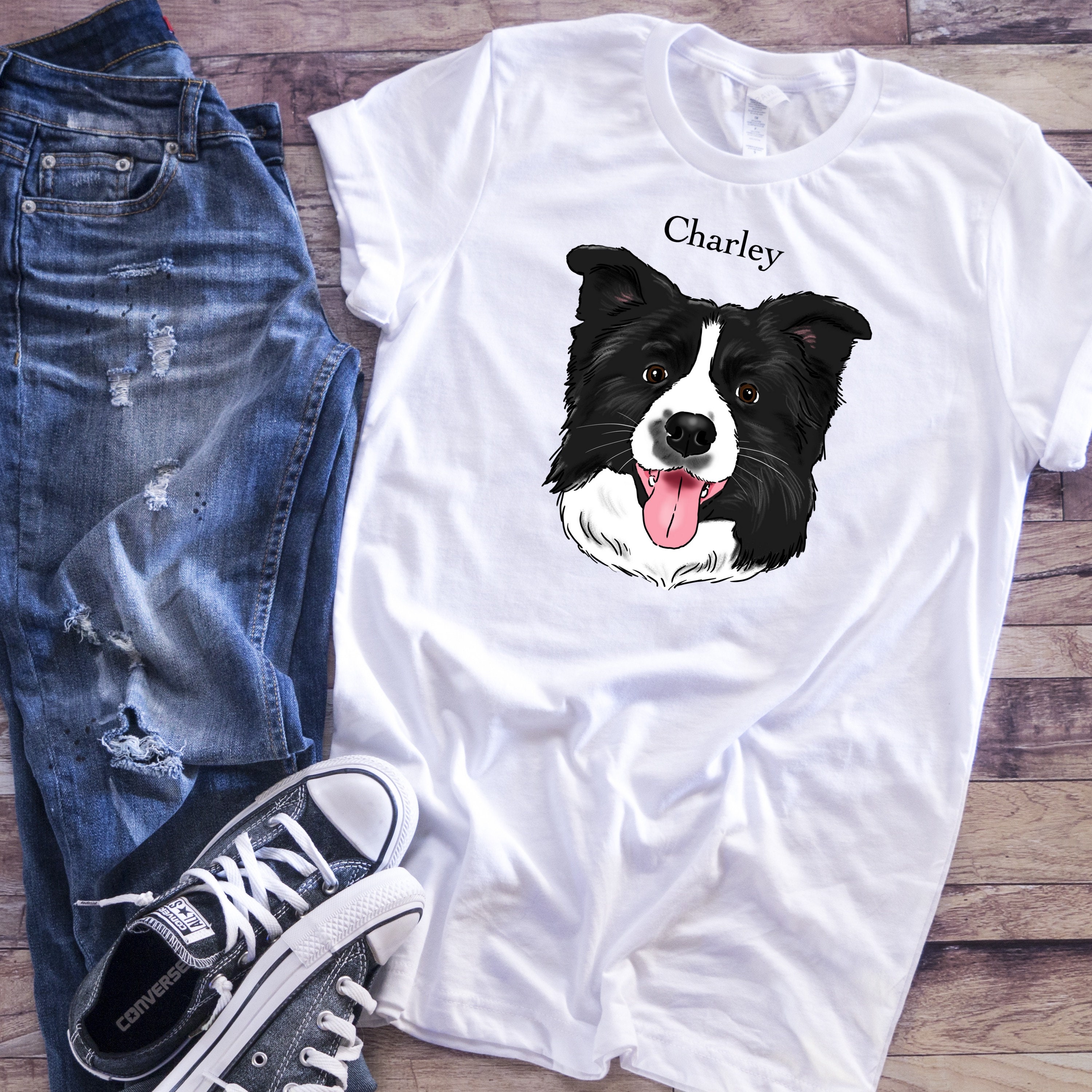 CUSTOM Pet Portrait Tshirt Realistic Style Portrait Dog Etsy