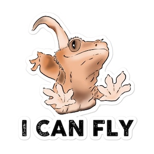 Funny Crested Gecko Sticker, Funny Crestie Sticker, Funny Gecko, Flying Gecko, Crestie Lover, Crested Gecko Gift, Crestie Dad, Cute Gecko