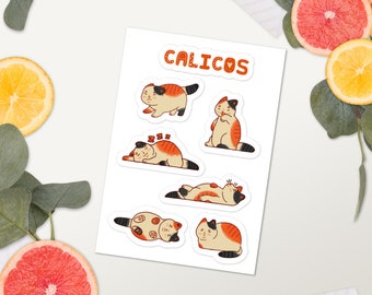 Hoja de pegatinas de Calico, Pegatinas lindas de Calico, Pegatinas de gato lindo, Pegatinas de gato divertidas, Regalos de Calico, Regalos de gato, Regalo de mamá de Gato, Regalo de mamá de Calico
