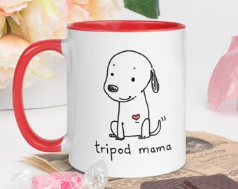 Tripod Mama Mug, Cute Tripaw Puppy, Tripaw Mom, Tri-Paw Mama Mug, Tripaw Dog Gift, Tripod Mom Gift, Tripod Dog Gift, Sweet Tripaw Dog