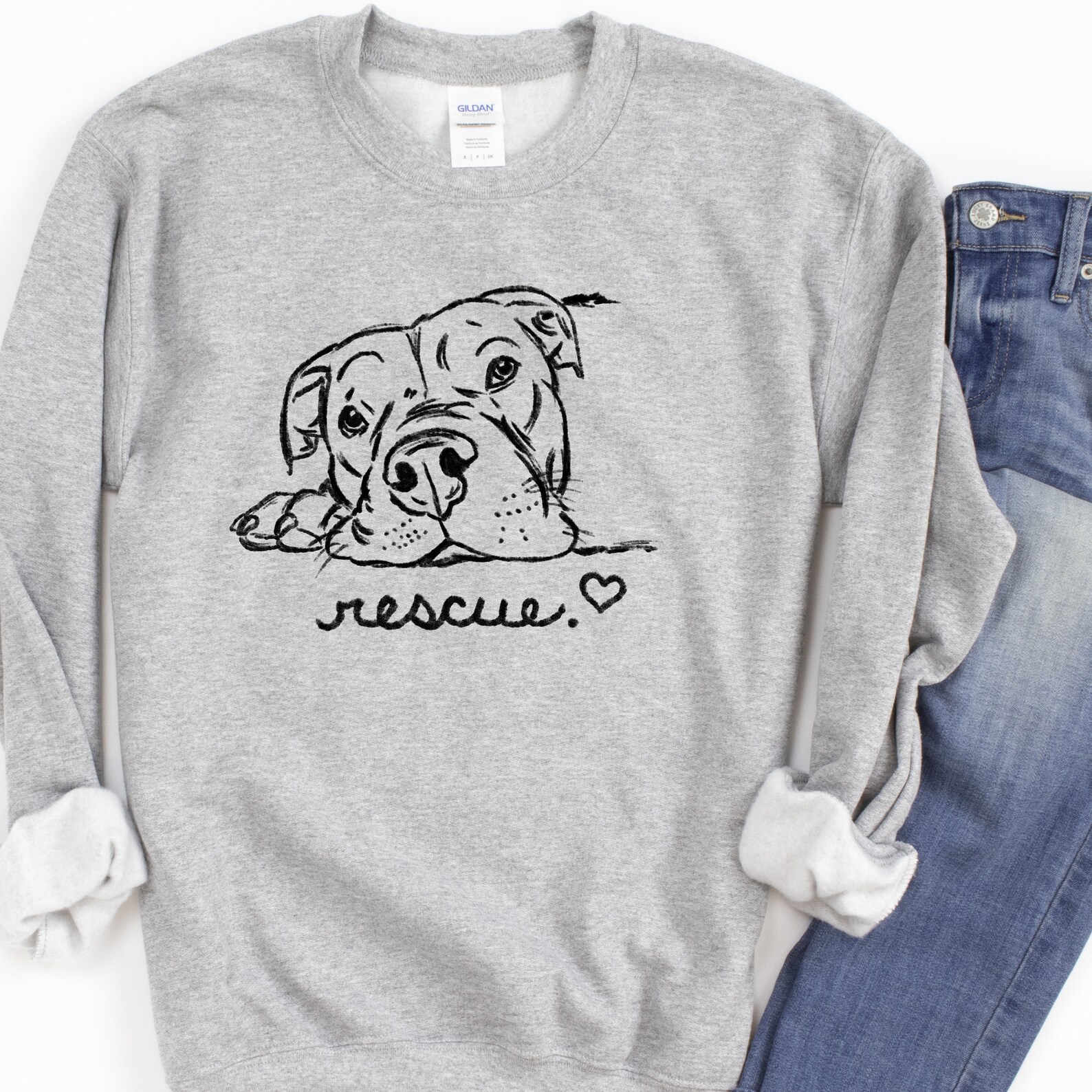 Rescue Dog Sweatshirt Rescue Pit Bull Sweatshirt Rescue Mom Etsy