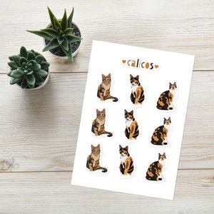 Calico Cats Sticker Sheet, Calicos, Calico stickers, Calico cat lovers, Calico lovers, Calico kitty, Calico cat mom, Calico decals