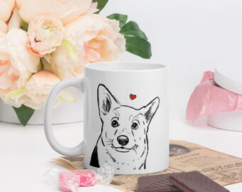 Cute Corgi Sketch Mug, Corgi Love, Pembroke Welsh Corgi, Dog Lovers, Dog Mom Gift, Corgi Gift, Dog Sketch Mug, Corgi Dad, Gift for Corgi