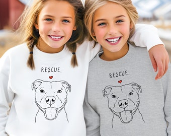 Kids Rescue Dog Sweatshirt, Pit bull Sweatshirt, Dog Sweatshirt, Adopt Don't Shop Shirt, Pitbull Lover Shirt, Cute Pittie Shirt, Kids Pittie