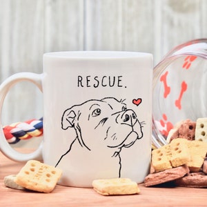 Rescue Love Mug, Pitbull Mug, Dog Mug, Rescue Mom Mug, Rescue Dad Mug, Adopt Don't Shop Mug, Pitbull Lover Mug, Cute Pitbull, Pittie Mom image 1