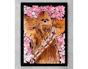 Chewbacca masticable Star Wars acuarela arte impresión cartel
