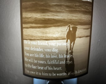 Perro en la playa, mensaje único y sincero, luz nocturna litofanía 3D personalizada
