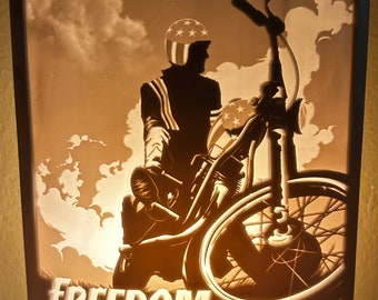 Lámpara de noche litofanía 3D personalizada de Freedom Rider, Easy Rider