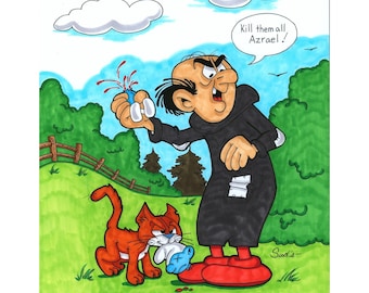 Unique Gargamel, Smurf & Azrael Art Print Poster 12 X 18 - Etsy