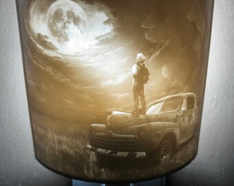 Luz de noche litofanía 3D personalizada mirando a la luna