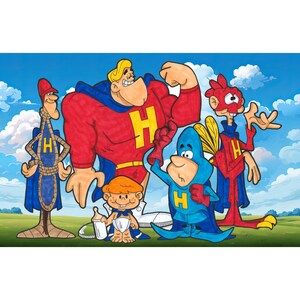 Póster Impresión del arte de dibujos animados de Mighty Heroes