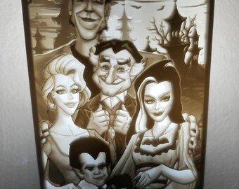 Lámpara de noche litofanía 3D personalizada de Los Munsters