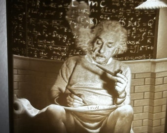 Lámpara de noche litofanía 3D personalizada de Einstein en el baño