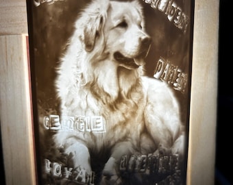 Great Pyrenees with traits Unique Custom Made 3D Lithophane Night-Light