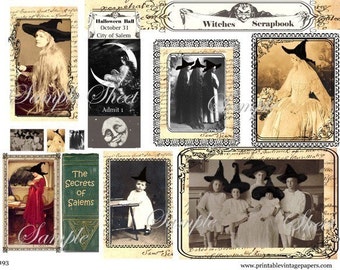 Witches Scrapbook Secrets of Salem Halloween Collage Sheet E192