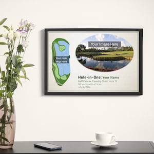 Hole-in-One Custom Golf Art – Personalized Framed Print, Commemorative Golf Gift, Father&#39;s Day Decor, Golf Wall Art, Golf Memory Keepsake