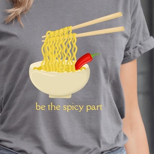 Spicy Ramen Unisex Tee Shirt, Hot Pepper Graphic Tshirt, Foodie Gift, Funny Food Shirt, Japanese Noodle Lover Top