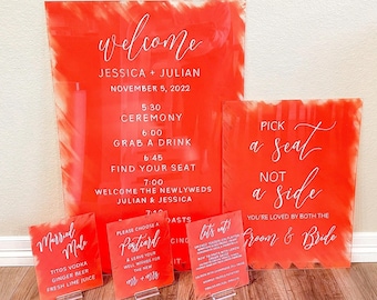 Wedding Sign Bundle, Hand-Lettered Calligraphy Signs, Painted Acrylic Wedding Signs, Acrylic Signs, Wedding Signs, Painted Back Sign