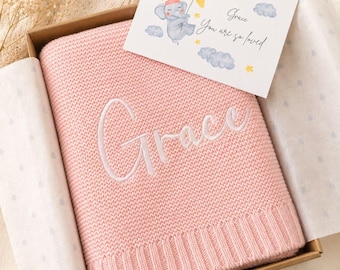 Personalised Baby Blanket – Embroidered Name Blanket for Newborn