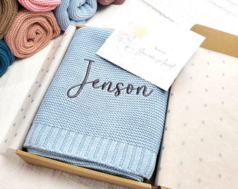 Personalised Baby Blanket – Embroidered Cotton Knit Keepsake for Babies