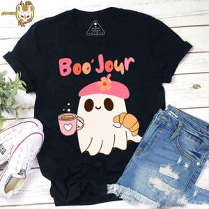 Boo Jour Cute Ghost French Teacher Vintage T-Shirt, Teacherlife Shirt, Teacher Shirt, French Teacher Shirt, Groovy Boo Shirt, Teacher Gift