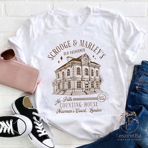 Scrooge And Marley&#39;s Old Fashioned A Christmas Carol Teacher T-Shirt, Cute Bookish Christmas tee, Dickens Christmas Shirt