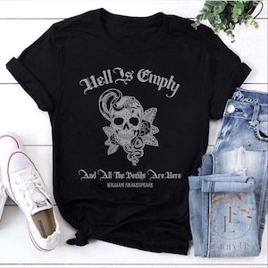 Camiseta de profesor "El infierno está vacío y todos los demonios están aquí", de literatura y de Shakespeare.